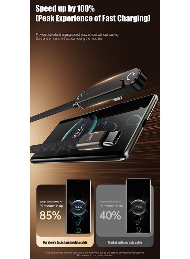 MANBO Black  240W Type‑C to Type‑C Fast Charging Cable, Zinc Alloy Elbow Bracket Data Cable for Fast Charging & Data Sync - Image 5